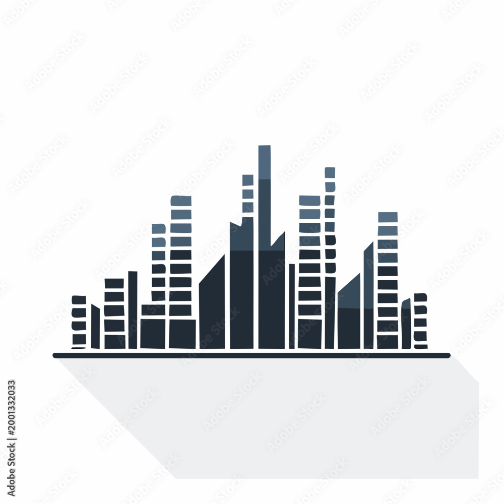 Fototapeta premium Abstract Cityscape Silhouette with Shadow