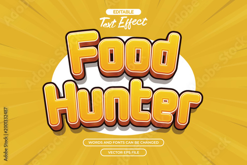 Food hunter editable text effect with cartoon text style and with comic background