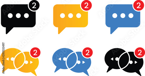Schilderij op canvas Notification bubbles a collection of colorful chat icons with unread message ale