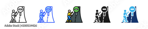 Career Roadblock Icon Collection With Multiple Styles