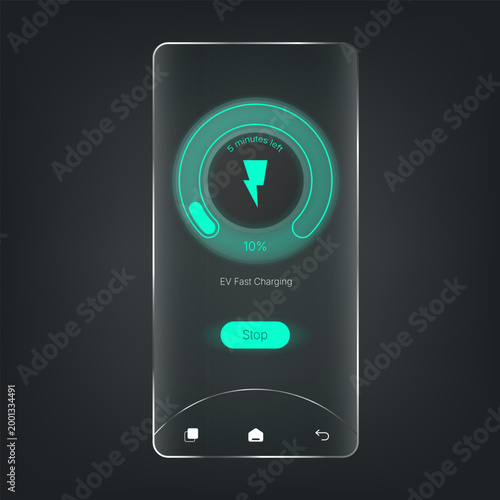 Electric vehicle charging mobile interface with progress indicator
