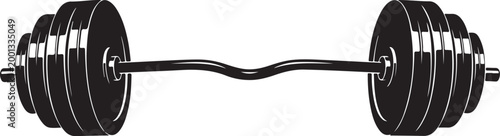 Black weightlifting barbell, dumbbell, fitness equipment, gym icon, weight training