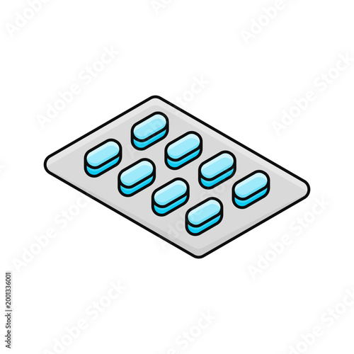 blister pack simple outline filled flat icon illustration