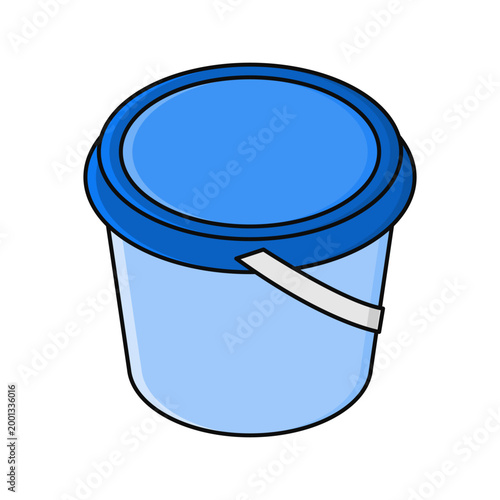 bucket container simple outline filled flat icon illustration