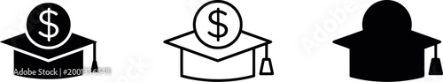 Graduation finance icons money in caps and gowns