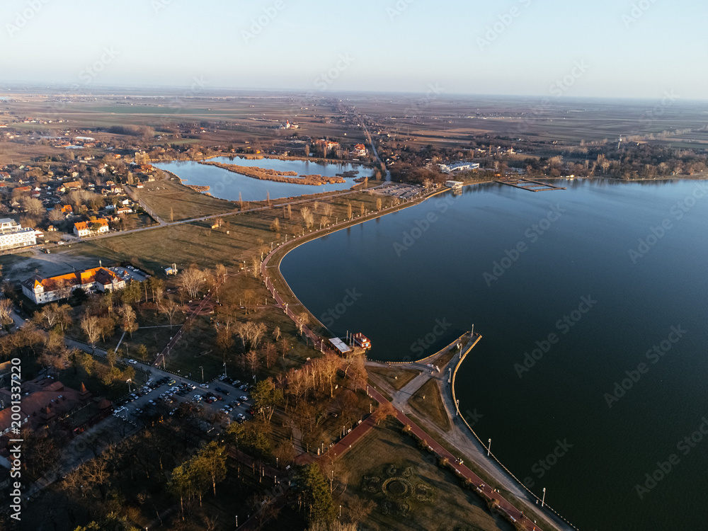 Obraz premium Aerial drone view Landscape on Lake Palich, Subotica, Serbia, Europe