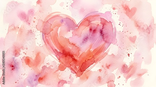 Soft watercolor illustration of a heart with pastel tones, ideal for romantic and artistic designs.