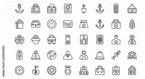 Various business and office icons.