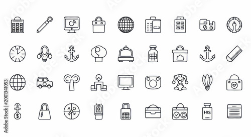 Collection of business and office icons.