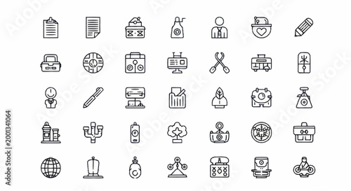 Collection of business and technology icons.