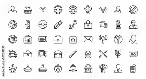 Collection of business and technology icons.
