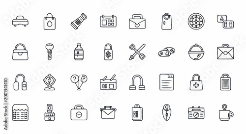 Collection of various office icons.