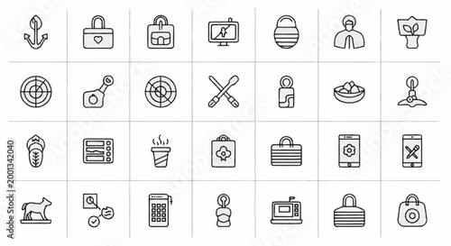 Collection of business icons and symbols.