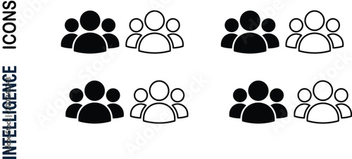 Set of business people vector silhouettes featuring user profile icons and social team avatars for web communication design
