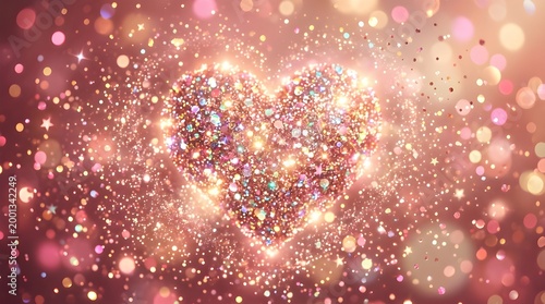 A bright heart surrounded by colorful sparkling bokeh lights, perfect for romantic and festive designs.
