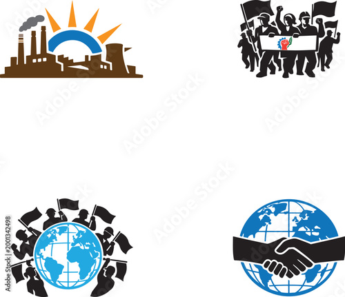 Tableau sur toile World May Day icon, labor day worker solidarity celebration symbol vector