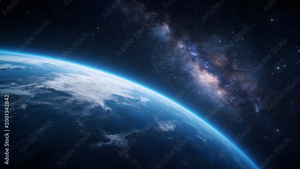 Fototapeta premium Earth from space with galaxy