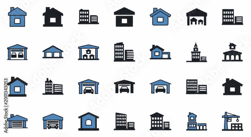 Konstfotografi Collection of various building icons.