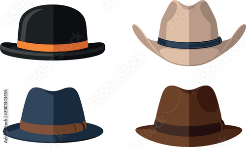 Photos Hat Collection Illustration Featuring Fedora, Cowboy, and Classic Styles for Fas