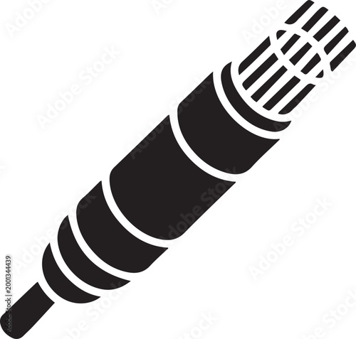 fiber optic cable icon. Element of internet connection icon. Premium quality graphic design icon. logo Vector Black silhouettes
