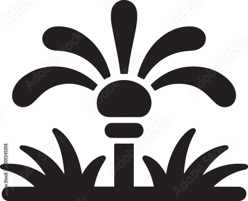 Sprinkler irrigation icon. Garden elements. Premium quality graphic design icon. Simple love icon for websites. logo Vector Black silhouettes