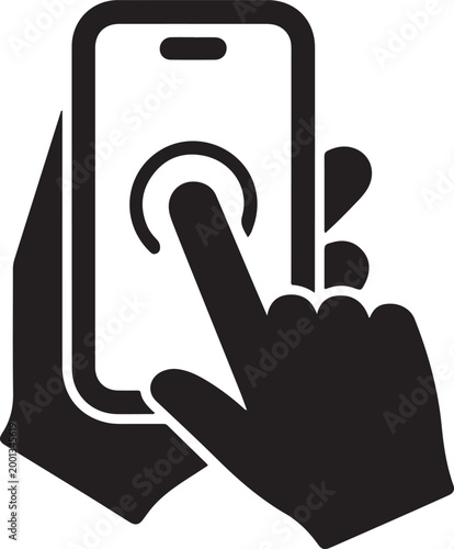 The click on the screen mobile phone icon. Element of touch screen technology icon. logo Vector Black silhouettes
