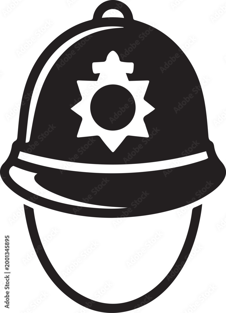 Fototapeta premium police cap in England icon. Element of United Kingdom culture icons. Premium quality graphic design icon. logo Vector Black silhouettes