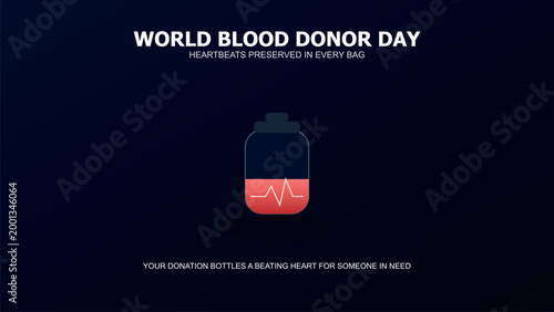 World blood donor day preserving heartbeats in every bag Vector