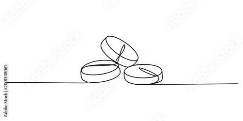 Continuous line drawing of three medical pills