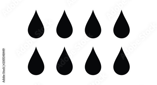 фотографія black teardrop shapes arranged in two rows on white background high quality prof