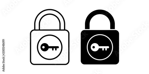 Key Access Security Padlock Icon With Key Symbol Protection Privacy Concept Black And White Minimal Style