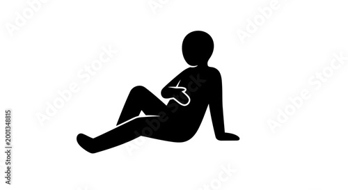 A person sitting down with a stomachache
