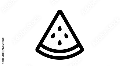 A black and white drawing of a slice of watermelon