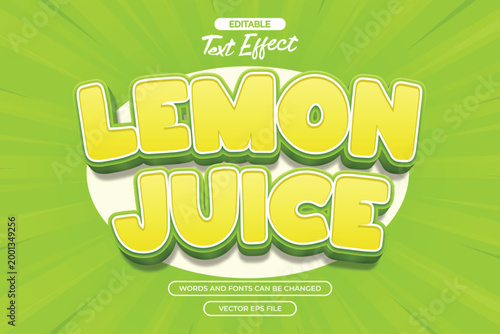 Lemon juice editable text effect with cartoon text style