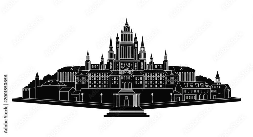 Obraz premium Castle Silhouette Icon ? Majestic Palace Landmark Graphic Design