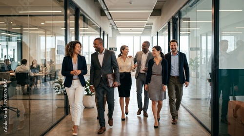 Positive teamwork and corporate collaboration in a contemporary professional environment.