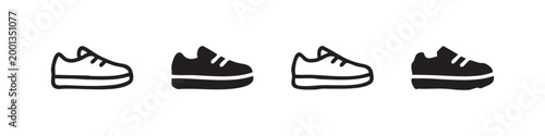 Athletic Sneaker Shoe Icons for Fitness Sportswear and Casual Fashion Footwear Graphics