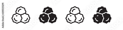 Honeycomb, icons in outline and silhouette