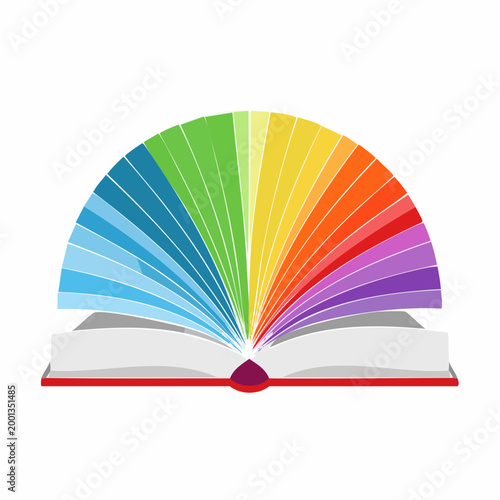 Open Book with Colorful Fan of Pages