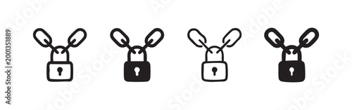 Padlock and chain icons: outline, solid, outline with detail, and rough solid.