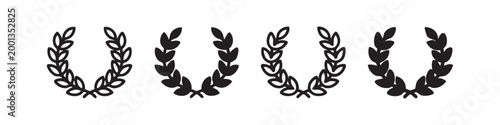 Laurel wreath icons: outline, solid, outline with detail, and rough solid.