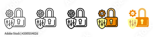 Protection Icon With Differences and Colors Style Illustration
