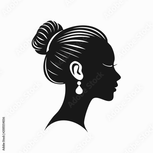 Silhouette of a Woman's Profile with Updo and Earring