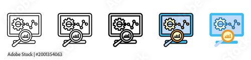 Monitoring Icon With Differences and Colors Style Illustration