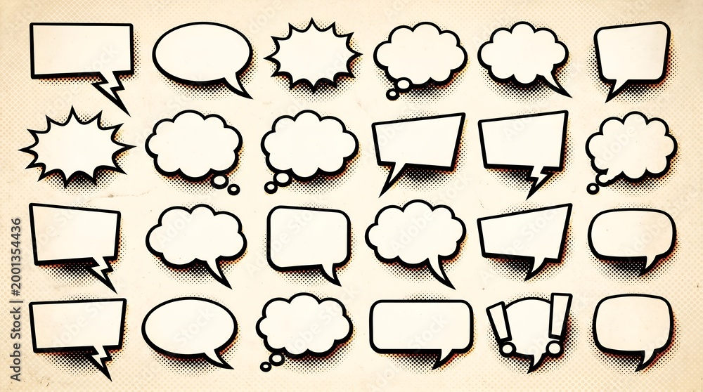 Obraz premium Speech Bubbles Collection - Diverse Comic Style Shapes