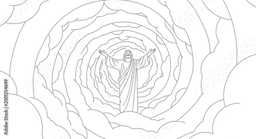 Angel standing in a tunnel.