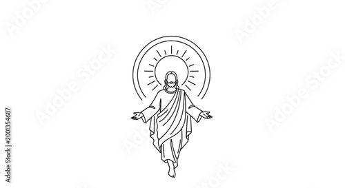 Jesus Christ Crucifix Icon Drawing.