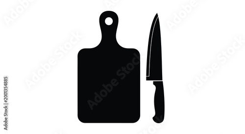 knife and cutting board silhouette on white background high quality professional detailed modern elegant stylish clean crisp vibrant colorful digital