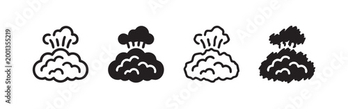 Four different styles of cloud or smoke icons