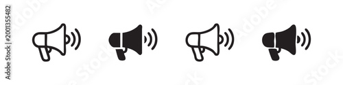 Obraz na plátně Megaphone icon set, speech communication and public announcement symbol collecti